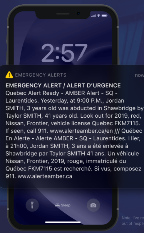 Woken at 2:57 screen