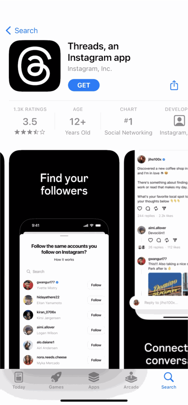 The new app screen
