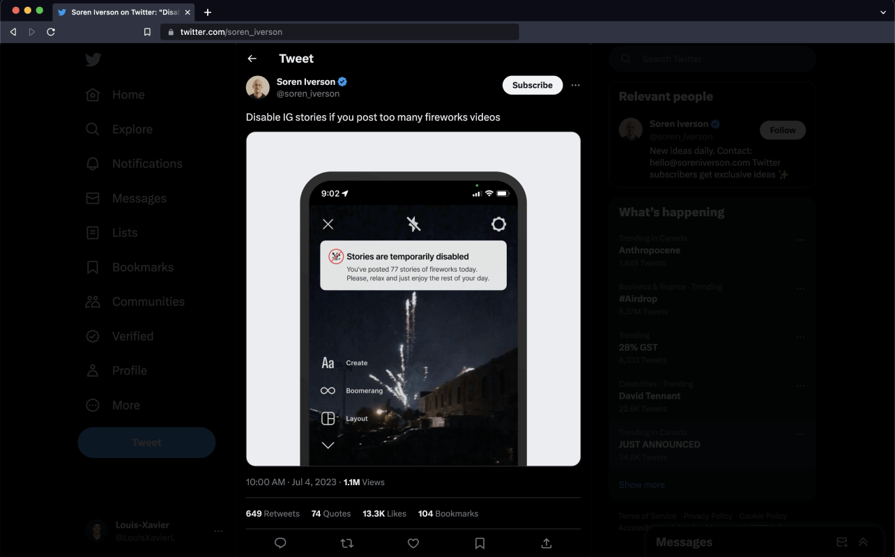 The discovery screen