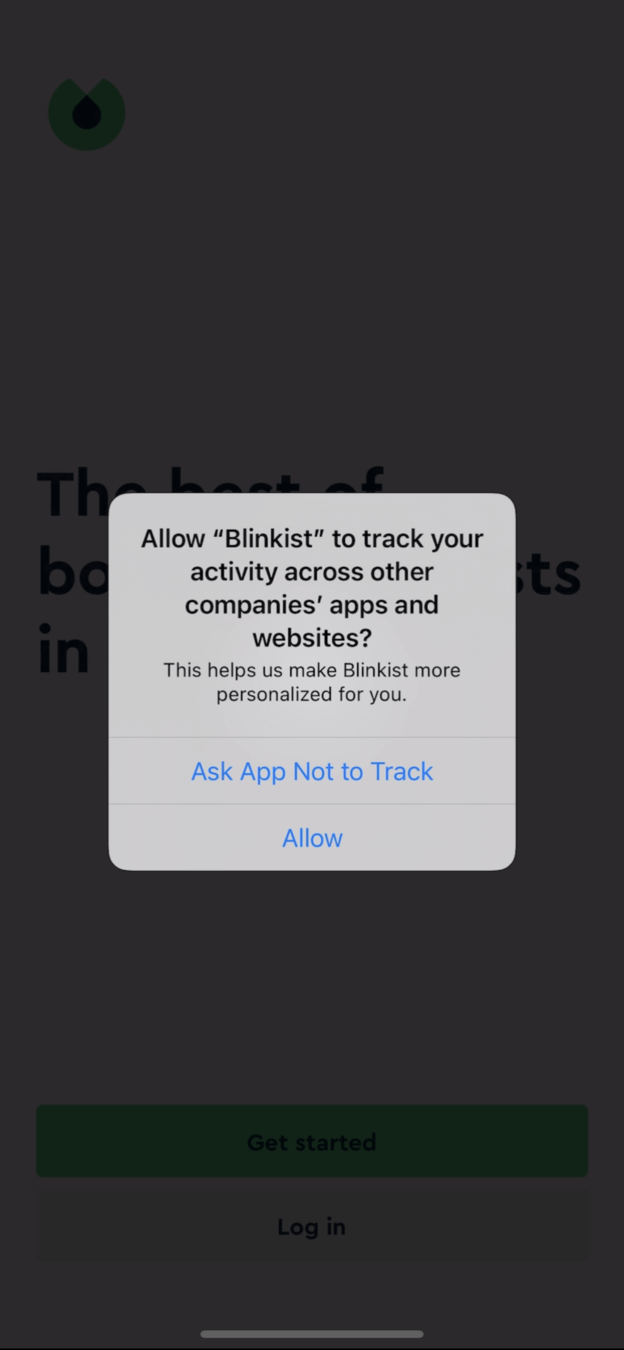 The first ask screen