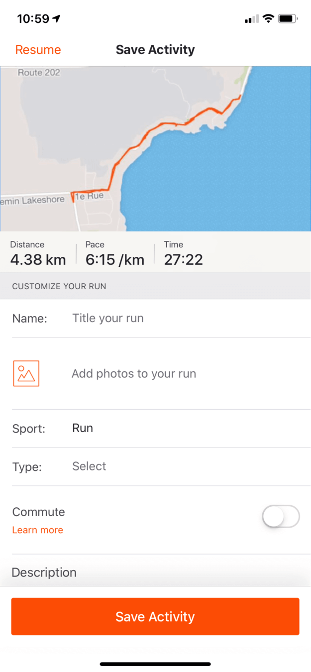 After the run screen